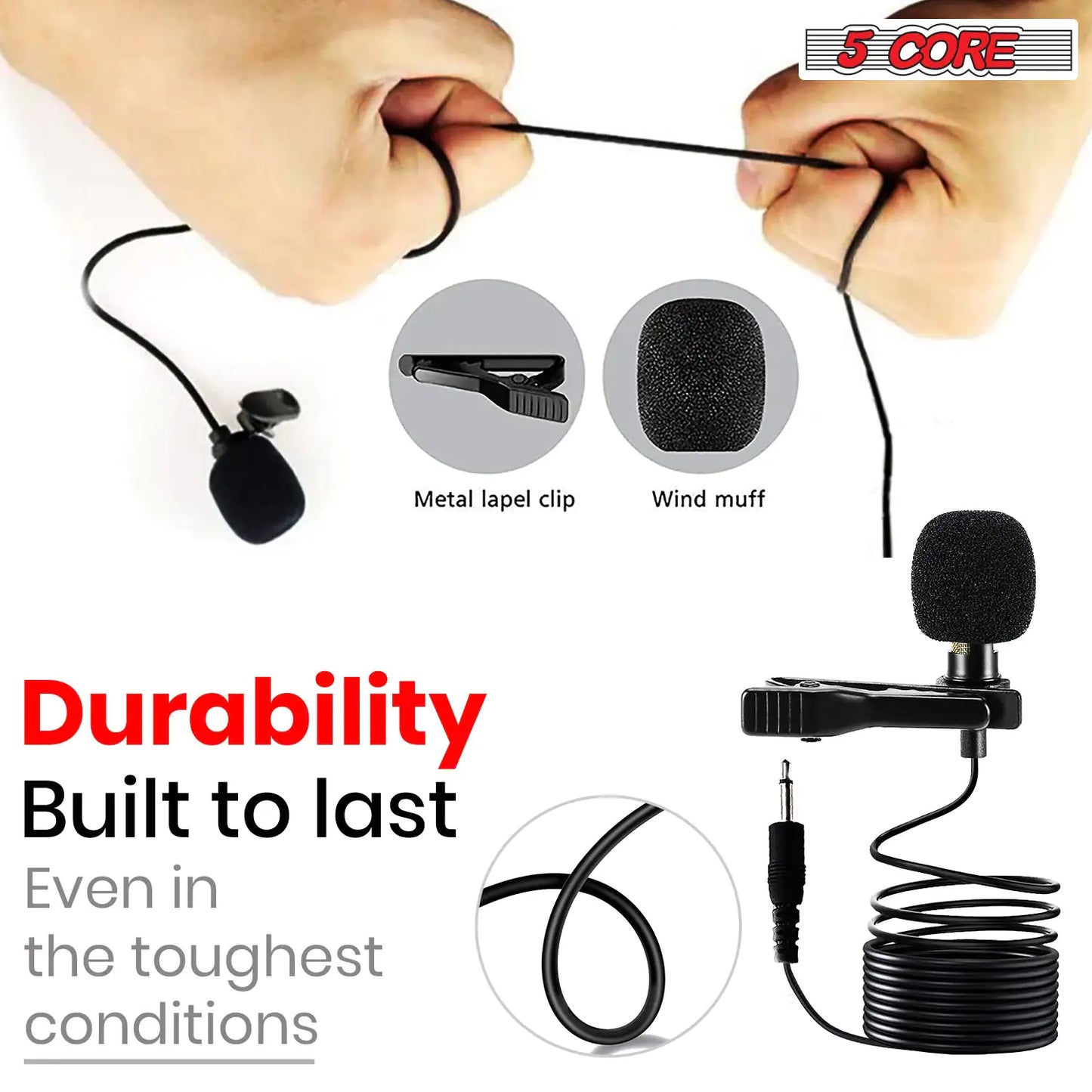 5Core Lavalier Microphone Professional Clip On Lapel